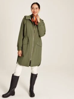 Green Waterproof Zip Through Coat
