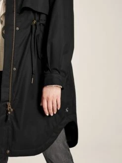 Black Longline Waterproof Coat With Quilted Lining -Clothing Store D03727s6