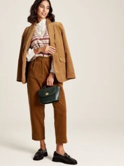 Brown Cord Tapered Leg Trousers -Clothing Store D03728s3