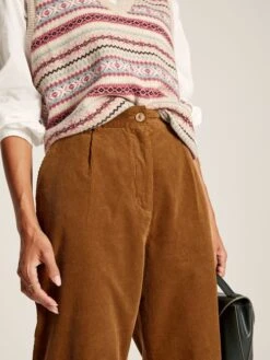 Brown Cord Tapered Leg Trousers -Clothing Store D03728s5