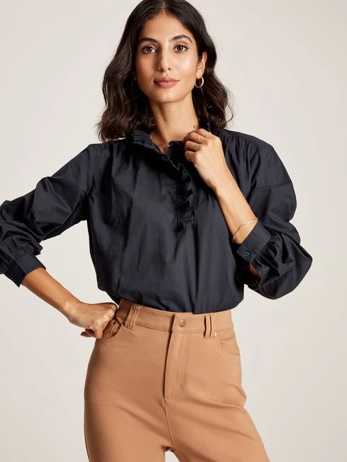 Navy Blue Frill Blouse 1 Navy Blue Frill Blouse