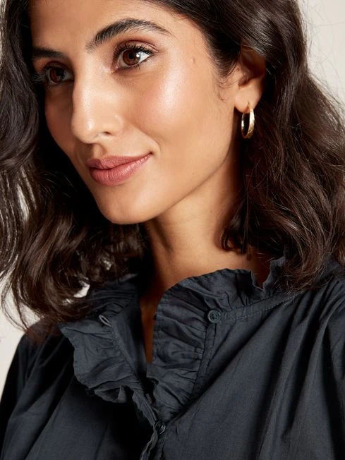 Navy Blue Frill Blouse 4 Navy Blue Frill Blouse - Image 4