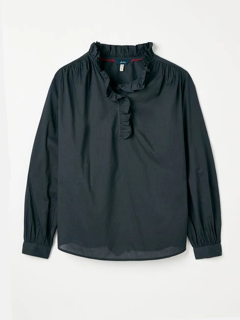 Navy Blue Frill Blouse 6 Navy Blue Frill Blouse - Image 6