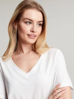 White V Neck T-shirt -Clothing Store D81645s5