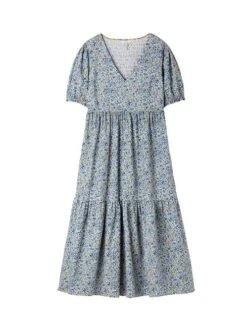 Joules Cream Aura Tiered Cotton Dress -Clothing Store M92838s8