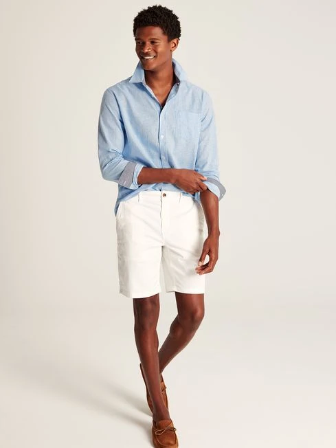 Blue Linen Blend Houndstooth Classic Fit Shirt 3 Blue Linen Blend Houndstooth Classic Fit Shirt - Image 3