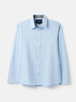 Blue Linen Blend Houndstooth Classic Fit Shirt 10 Blue Linen Blend Houndstooth Classic Fit Shirt -Clothing Store N01043s5