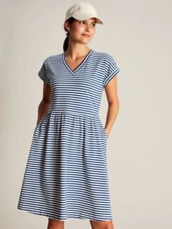 Blue Stripe Jersey Short Dress -Clothing Store N01051s3