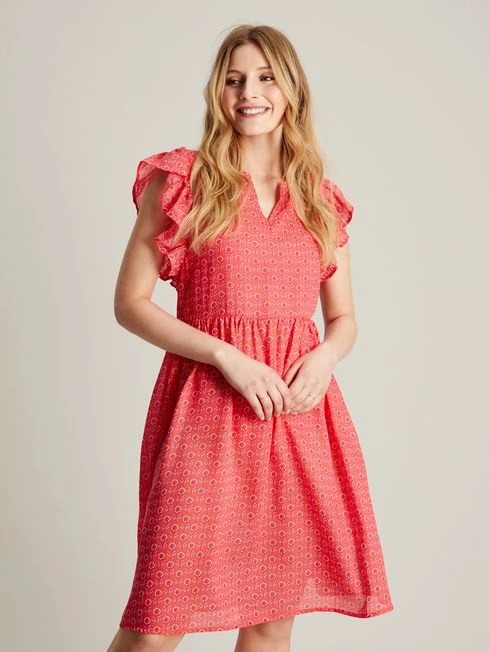 Joules Pink Faith Frill Short Dress 1 Joules Pink Faith Frill Short Dress