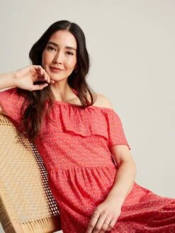 Joules Pink Fern Off Shoulder Beach Dress -Clothing Store N01065s5