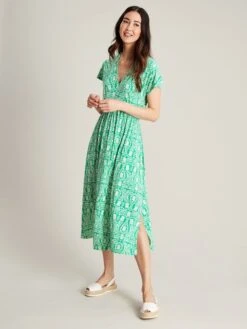 New Arrival 19 Green Jersey V-Neck Beach Dress