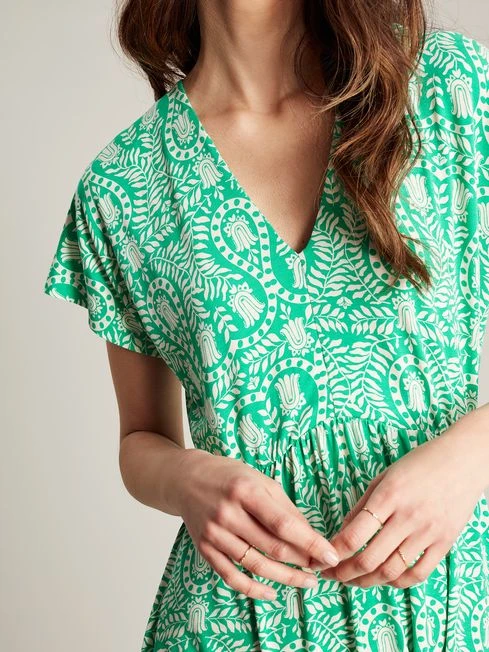 Green Jersey V-Neck Beach Dress 5 Green Jersey V-Neck Beach Dress - Image 5