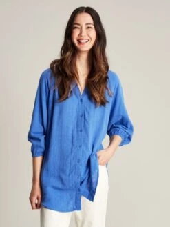 Blue Button Through Blouse -Clothing Store N01363s3