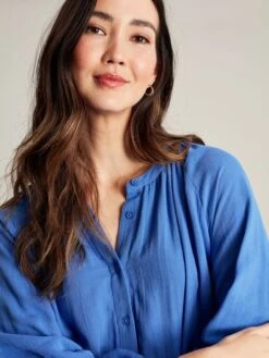 Blue Button Through Blouse -Clothing Store N01363s5