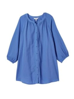 Blue Button Through Blouse -Clothing Store N01363s6