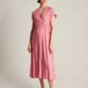 Pink V-Neck With Slit Dress