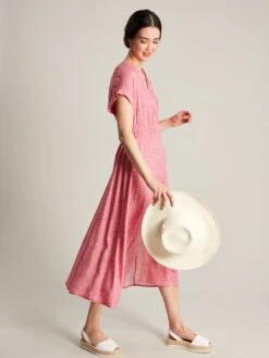 Pink V-Neck With Slit Dress -Clothing Store N02600s3