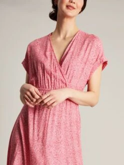 Pink V-Neck With Slit Dress -Clothing Store N02600s5