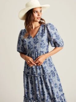 Light Blue V-Neck Tiered Dress -Clothing Store N02602s5