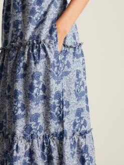 Light Blue V-Neck Tiered Dress -Clothing Store N02602s6