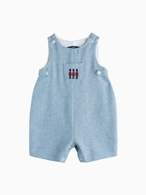 Trotters London Little Pale Blue Herringbone Archie Guardsman Romper 2 Trotters London Little Pale Blue Herringbone Archie Guardsman Romper - Image 2