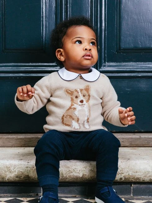 Trotters London Natural Corgi Jumper 1 Trotters London Natural Corgi Jumper