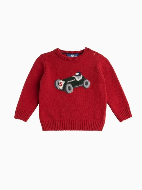 Trotters London Little Red Henry Car Jumper 1 Trotters London Little Red Henry Car Jumper