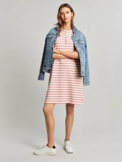 Pink Henley Button Down A-Line Dress -Clothing Store T61770s4