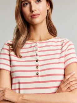 Pink Henley Button Down A-Line Dress -Clothing Store T61770s6