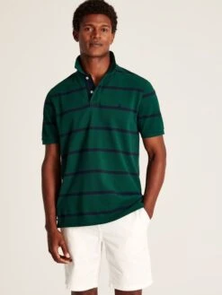 Green Classic Fit Striped Polo