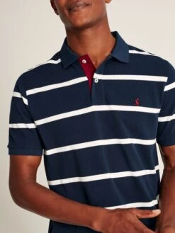 Navy Blue Classic Fit Striped Polo -Clothing Store U75497s5