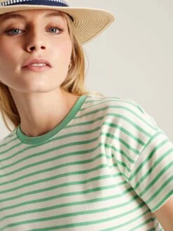 Green Striped Short Sleeve T-Shirt -Clothing Store U77163s5